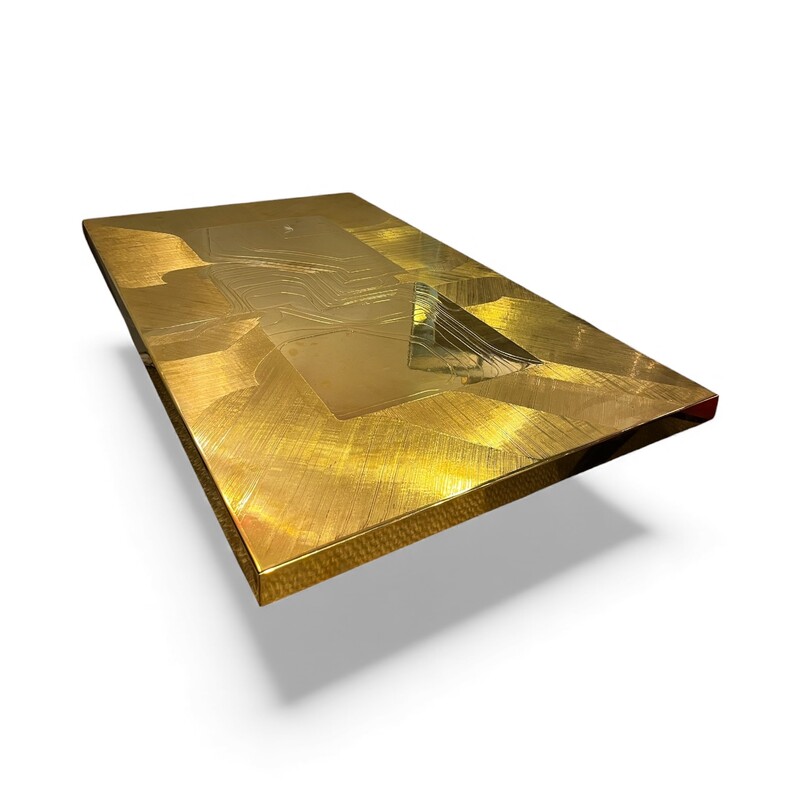 F 410 YD brass coffee table signed Jenatzi