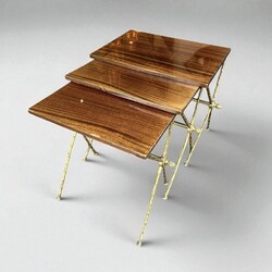 F 410 YD set of 3 « faux bambou » nesting tables by Maison Baguès