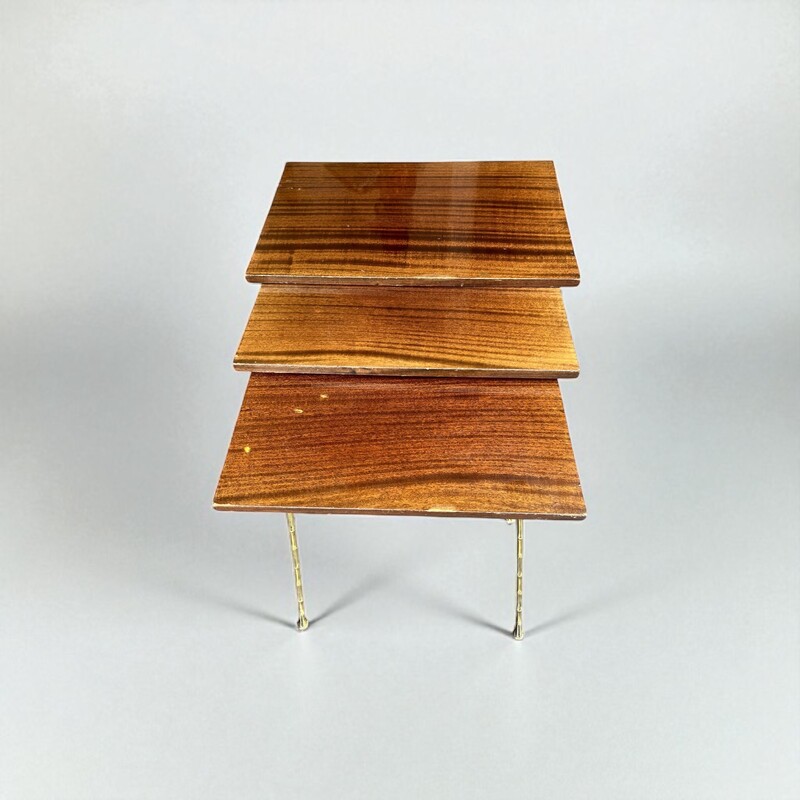 F 410 YD set of 3 « faux bambou » nesting tables by Maison Baguès