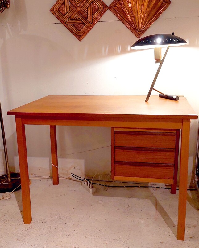 F 412 JC Teak writng desk with sliding drawer case Scandinavia 1960s