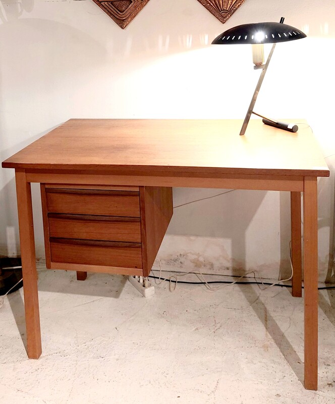 F 412 JC Teak writng desk with sliding drawer case Scandinavia 1960s