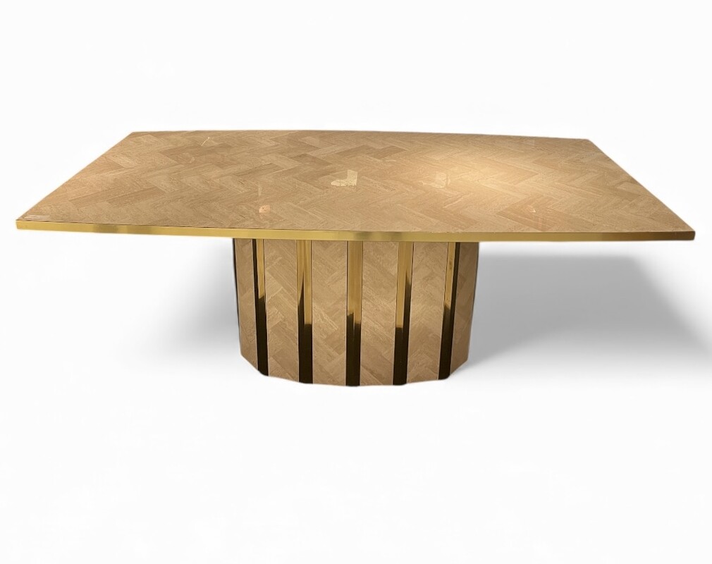 F 413 JFC travertine and brass dining table, 1970’s