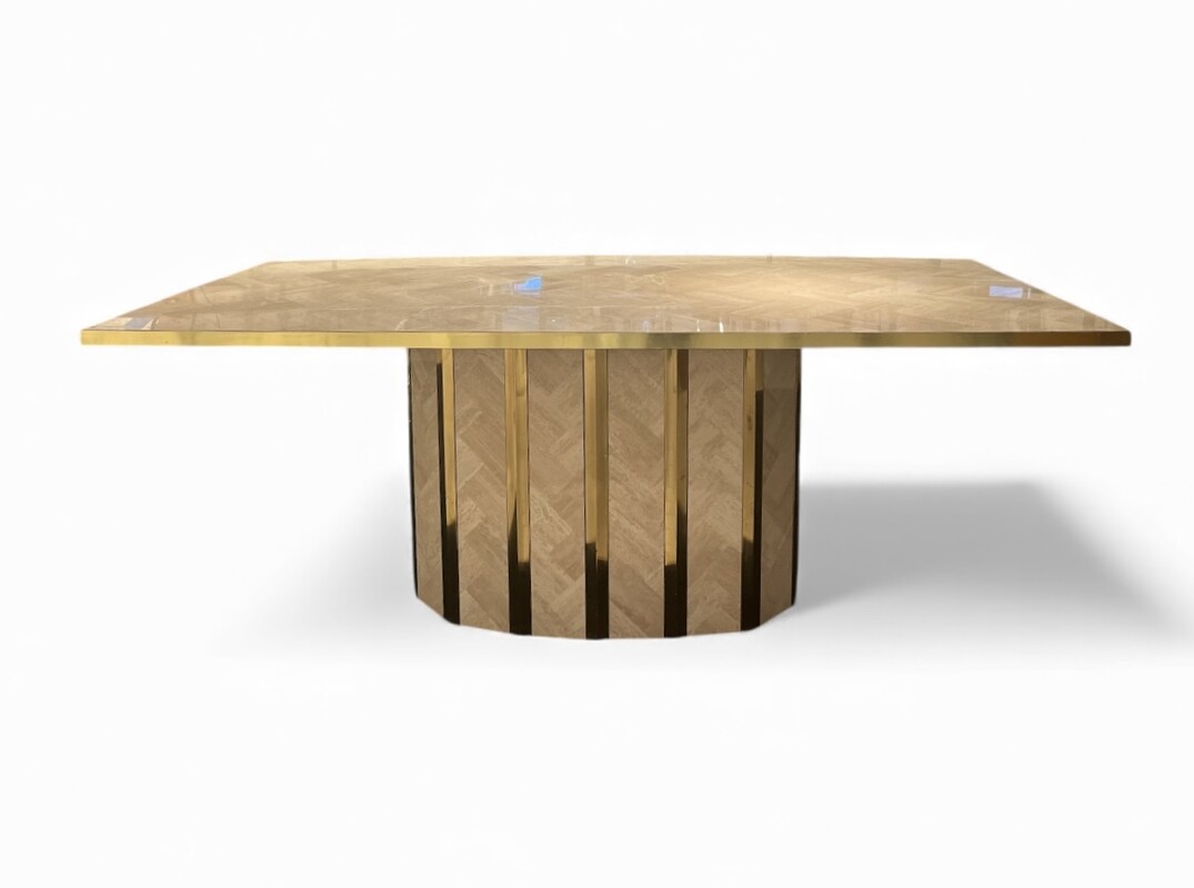 F 413 JFC travertine and brass dining table, 1970’s