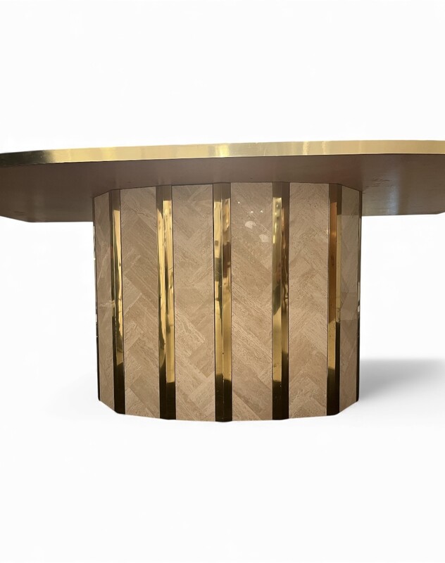 F 413 JFC travertine and brass dining table, 1970’s