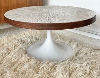 F 417 SC round glass mosaic tulip coffee table 