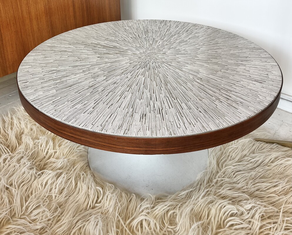 F 417 SC round glass mosaic tulip coffee table 