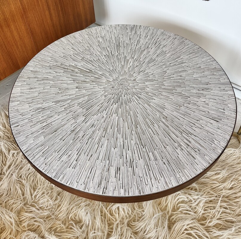 F 417 SC round glass mosaic tulip coffee table 
