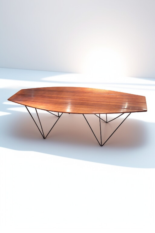 F 418 JC Rosewood and wrought iron coffee table in the taste of Augusto Bossi, 1950s 