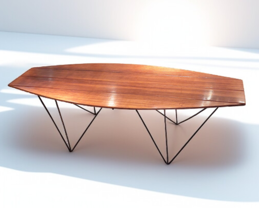 F 418 JC Rosewood and wrought iron coffee table in the taste of Augusto Bossi, 1950s 