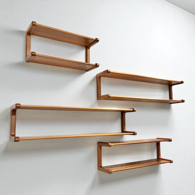 F 421 AG set of 4 teak shelves by Dyrlund 