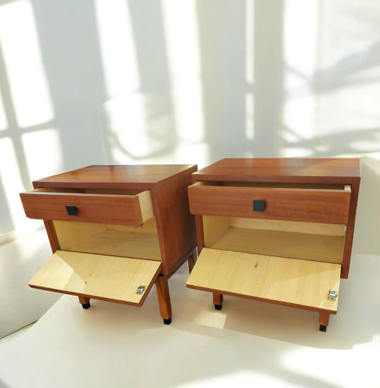 F 421 JC Pair vintage teak bedside tables, 1960s 