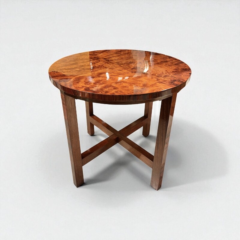 F 422 AS round art deco polished wood gueridon, 1930’s