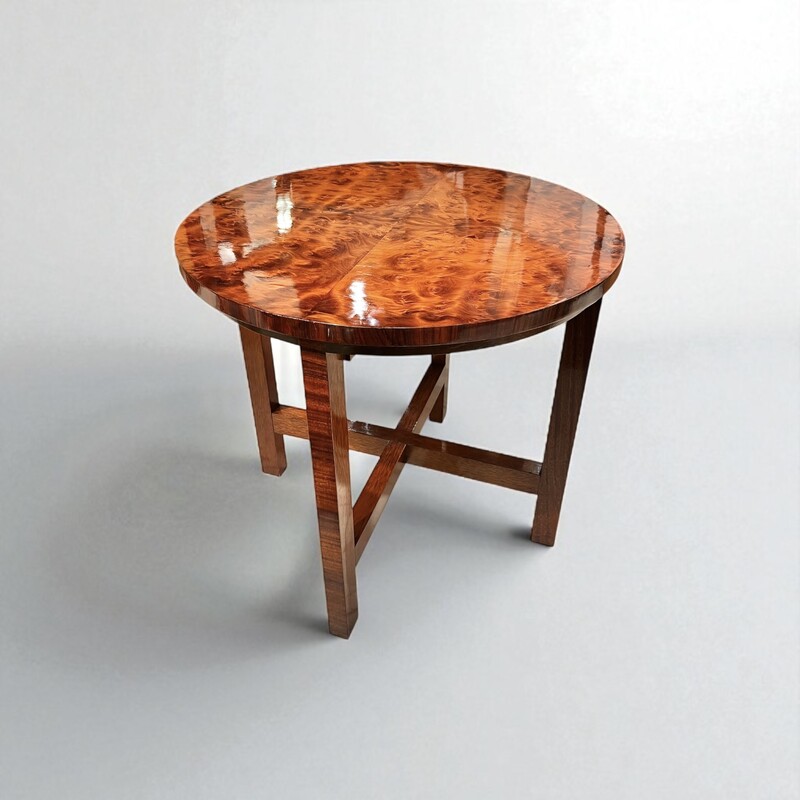 F 422 AS round art deco polished wood gueridon, 1930’s