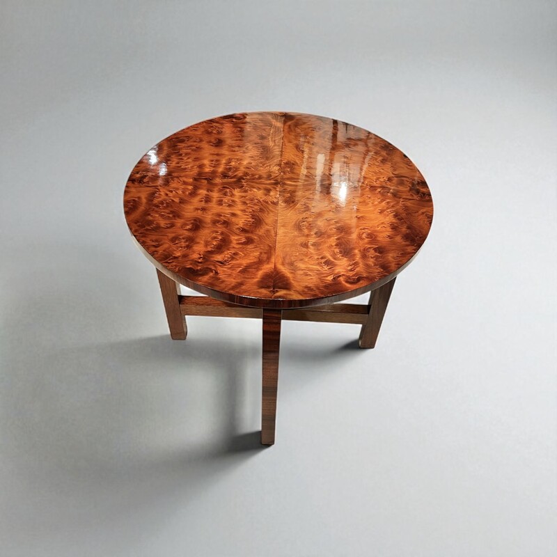 F 422 AS round art deco polished wood gueridon, 1930’s