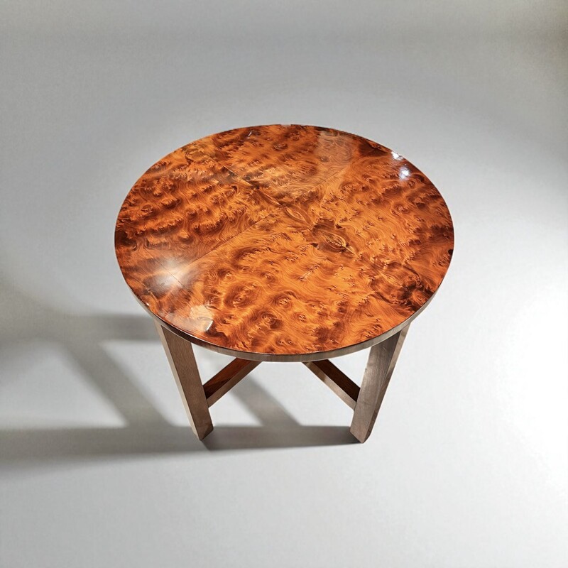 F 422 AS round art deco polished wood gueridon, 1930’s