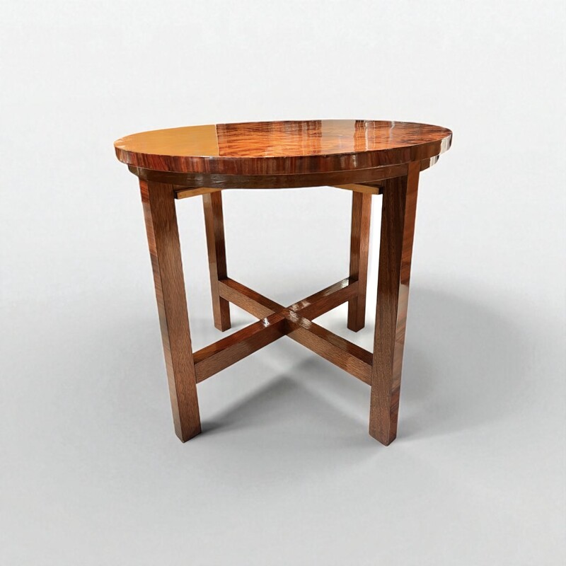 F 422 AS round art deco polished wood gueridon, 1930’s