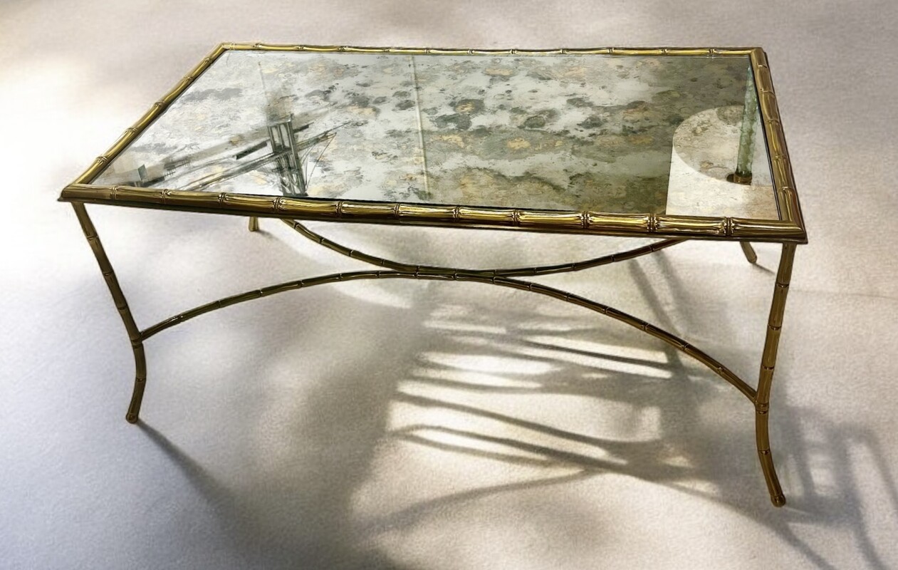 F 423 RD « faux bambou » brass coffee table by Maison Baguès, 1960’s