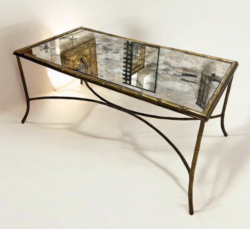 F 423 RD « faux bambou » brass coffee table by Maison Baguès, 1960’s