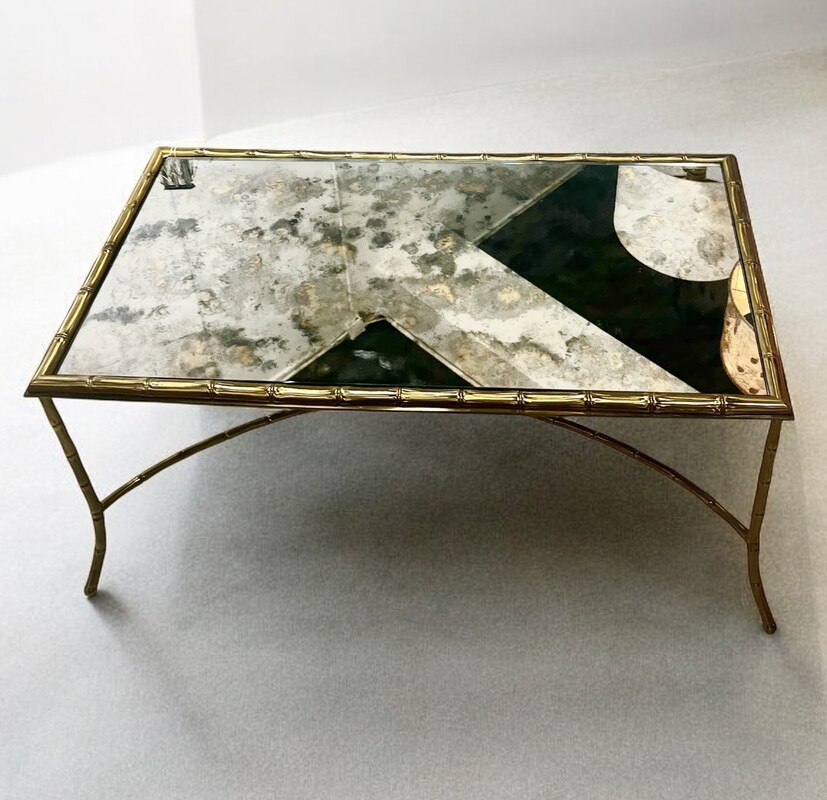 F 423 RD « faux bambou » brass coffee table by Maison Baguès, 1960’s