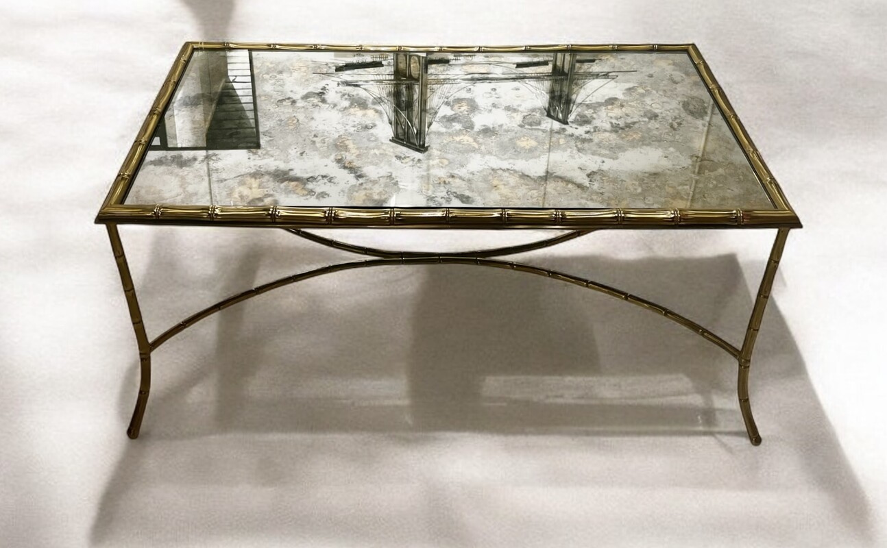 F 423 RD « faux bambou » brass coffee table by Maison Baguès, 1960’s