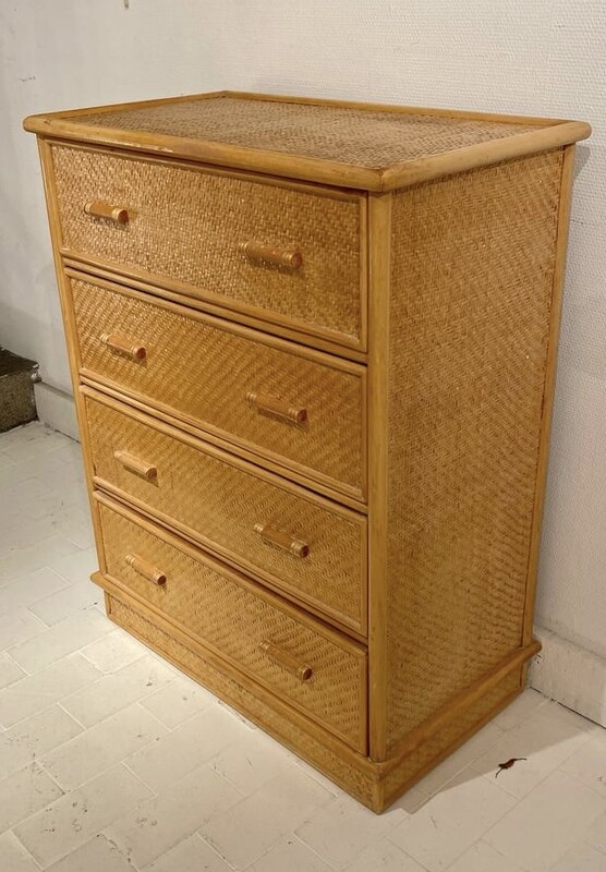 F 424 AG rattan chest of drawers, 1970’s