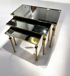 F 426 APO set of 3 brass nesting tables, 1960’s