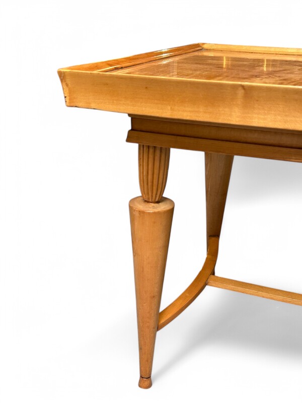 F 426 Art Deco living room table, totally restored,Maison Vanderborght Frères, Belgium,ash burl and sycamore maple