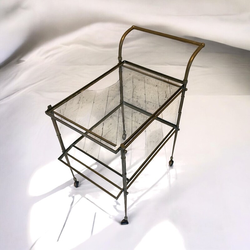 F 428 AG  bar trolley brass and bronze faux bamboo circa 1950