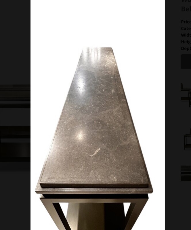 F 429 AS Pair of double-sided consoles, polish blue stone of Hainaut, woood lacquer, Belgium ca 1980