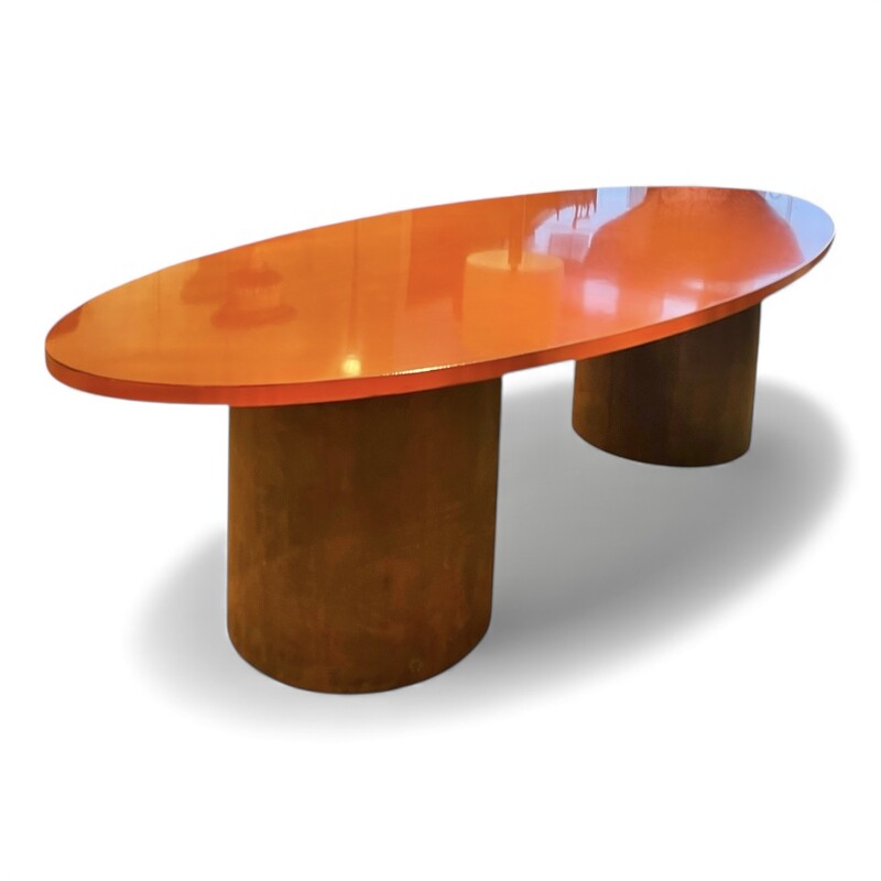 F 430 JFC Large orange lacquered wood with steel base