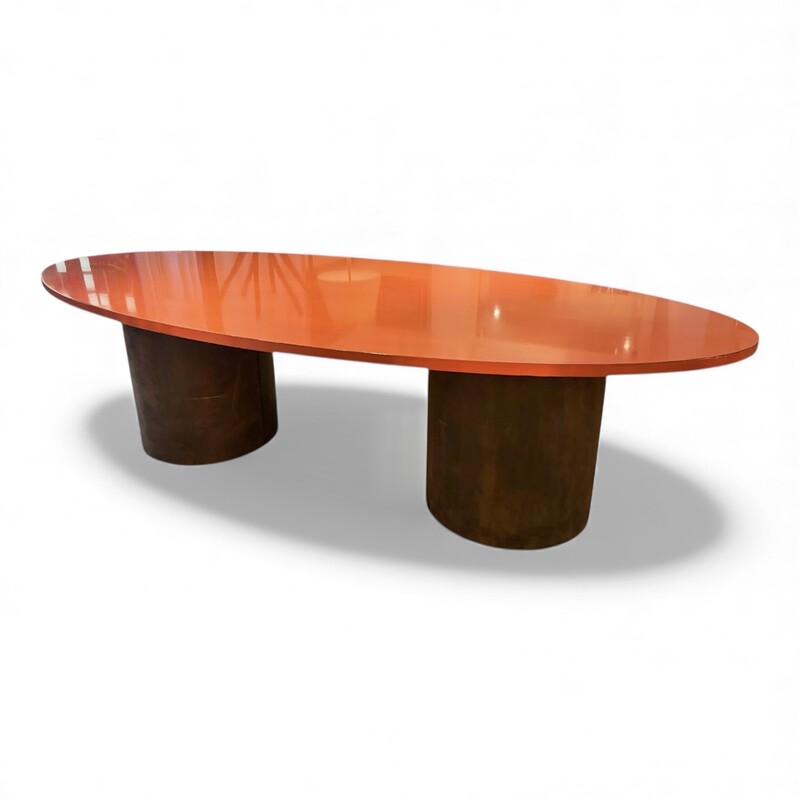 F 430 JFC Large orange lacquered wood with steel base