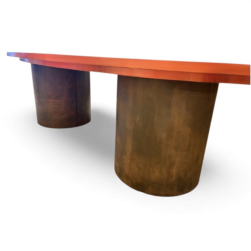 F 430 JFC Large orange lacquered wood with steel base