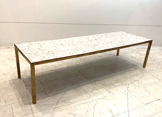F 431 AV Mosaic and brass regency coffee table USA Ca 1970