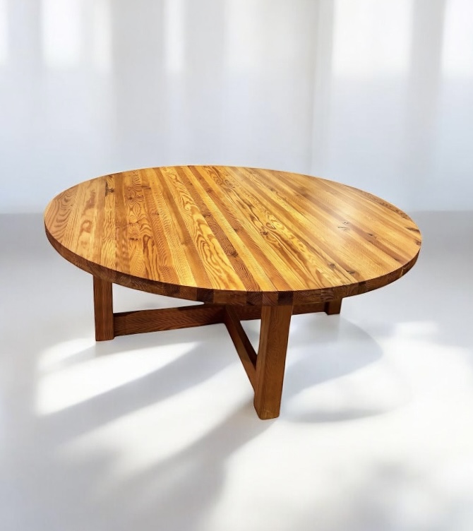 F 431 DAN round pine coffee table 