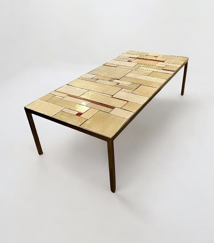 F 434 MH ceramic and chrome base coffee table by Pia Manu 