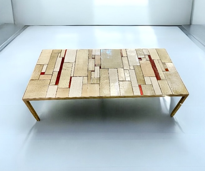 F 434 MH ceramic and chrome base coffee table by Pia Manu 