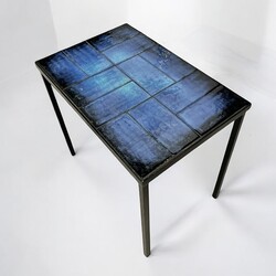 F 435 PL Blue ceramic tiles coffee table by Amphora