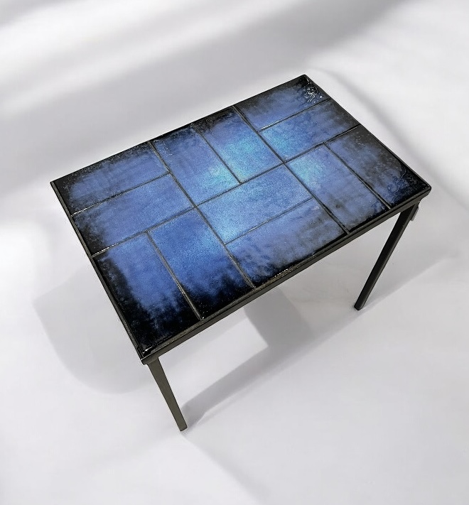 F 435 PL Blue ceramic tiles coffee table by Amphora
