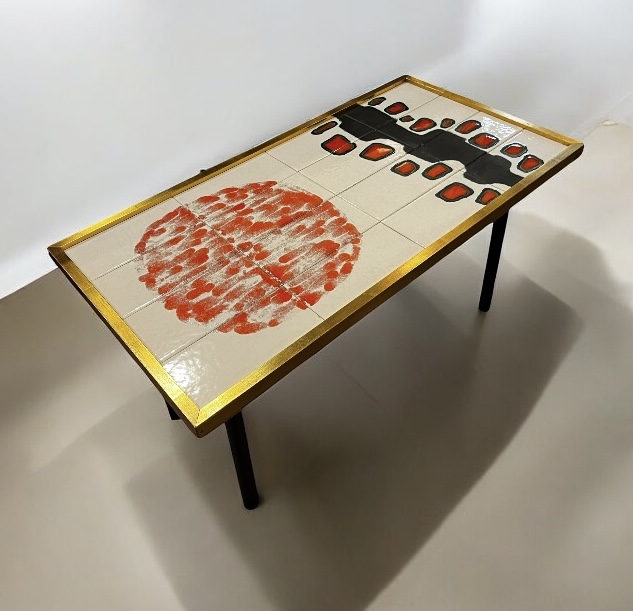 F 436 AS ceramic tiles coffee table signed A Frans, 1966