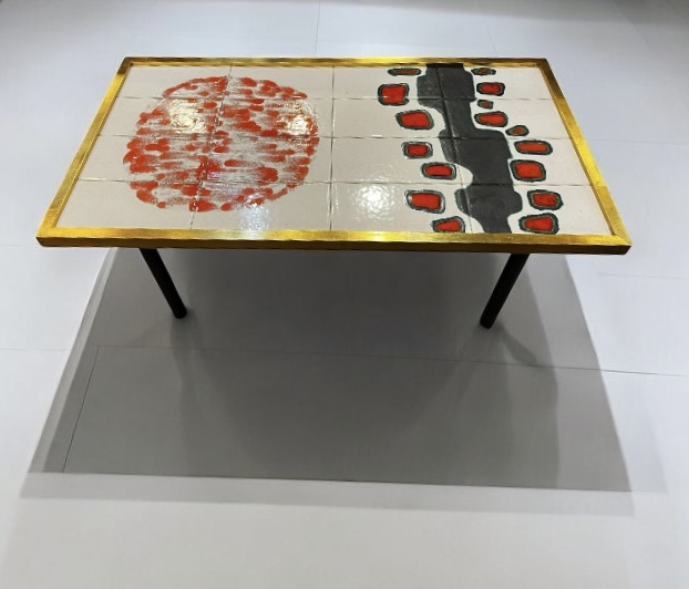 F 436 AS ceramic tiles coffee table signed A Frans, 1966