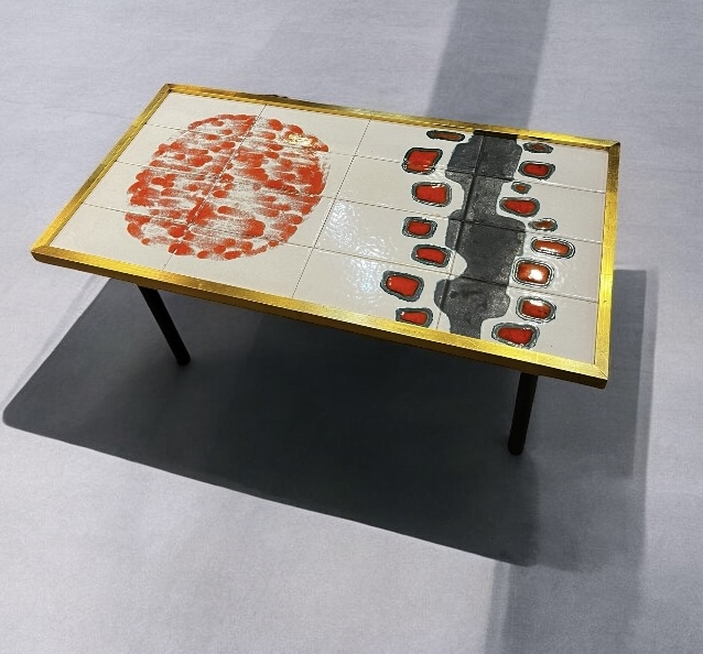 F 436 AS ceramic tiles coffee table signed A Frans, 1966