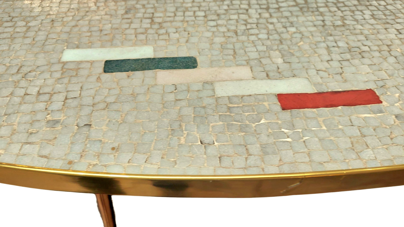 F 436 JC Mosaic and brass freeform coffee table by Berthold Muller 1950s