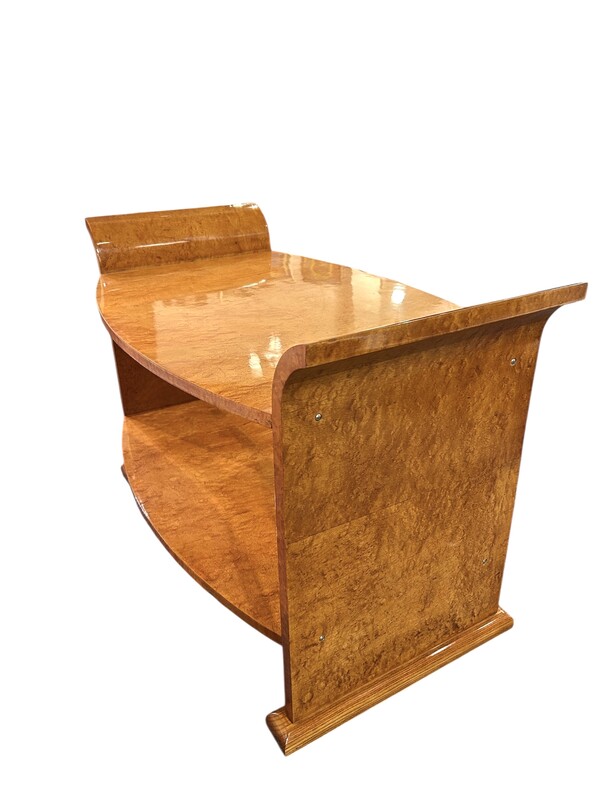 F 437 AS  French Art Deco coffee table, speckled marple, completely restored and buffer polished