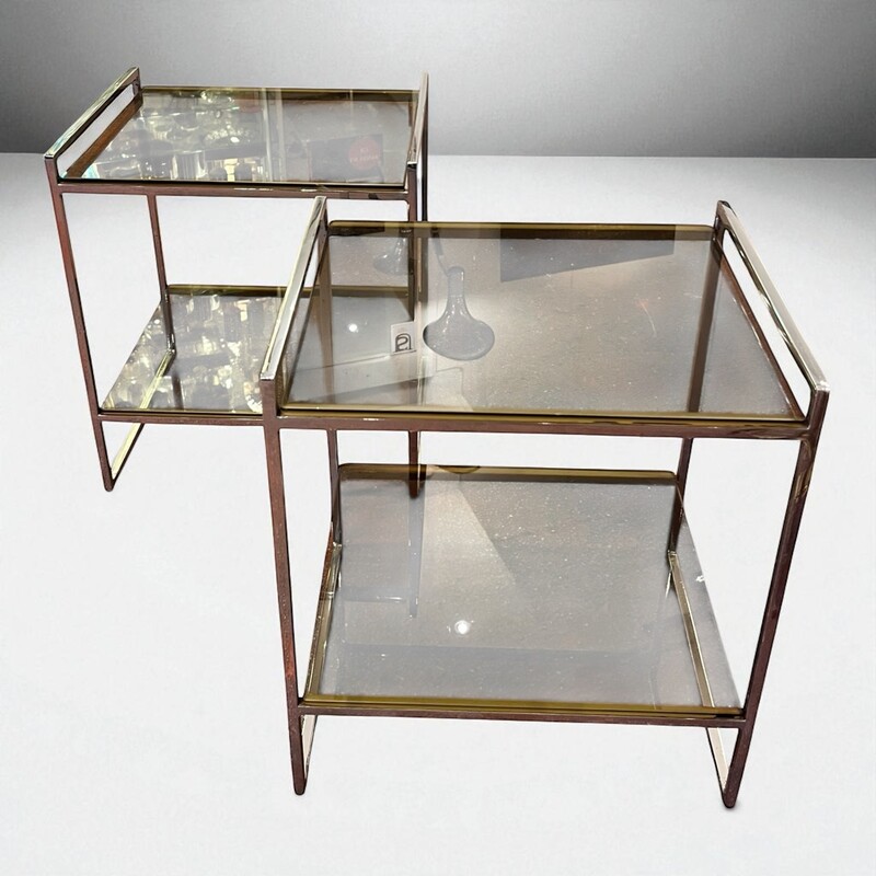 F 442 AG pair of chrome and glass side tables 1970’s