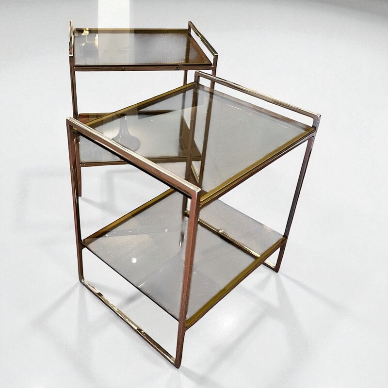 F 442 AG pair of chrome and glass side tables 1970’s
