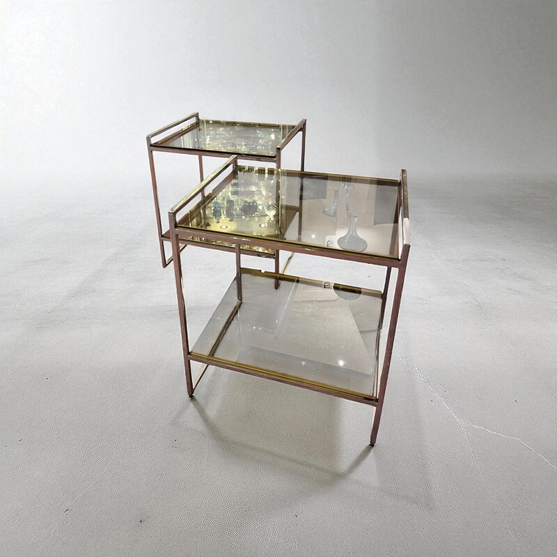 F 442 AG pair of chrome and glass side tables 1970’s
