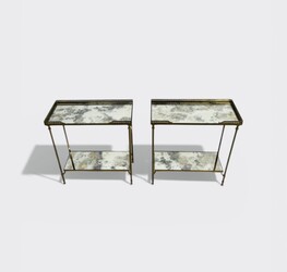 F 443 AG Pair bronze Neo classic side table oxyde mirror 