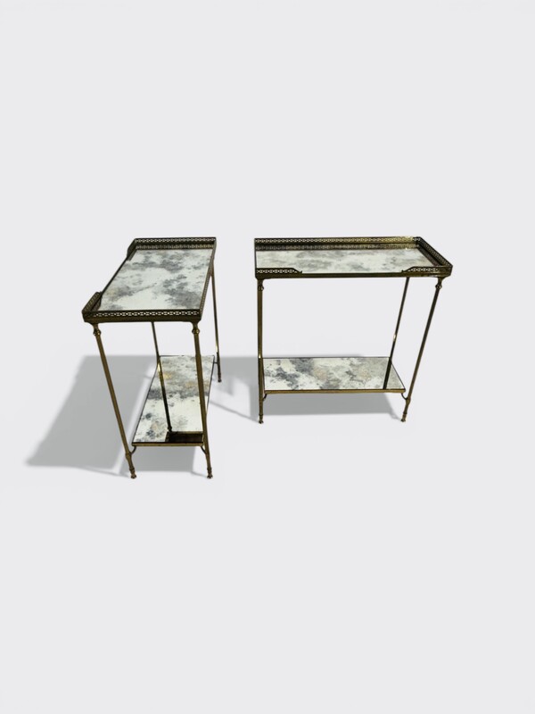 F 443 AG Pair bronze Neo classic side table oxyde mirror 