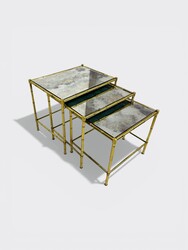 F 444 AG Gigogne brass set faux bamboo oxyde mirror 1960’s