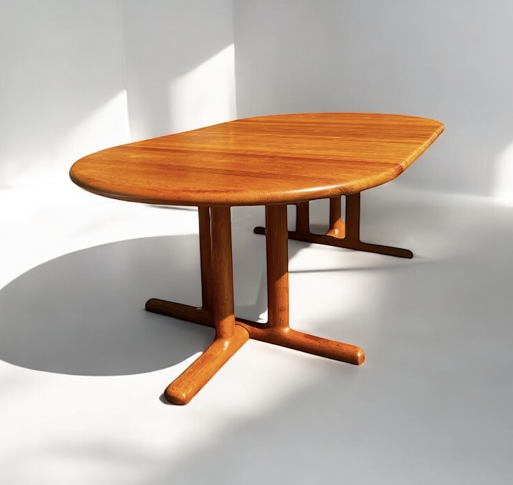 F 444 JC rond - ovale extendable teak dining table, Denmark 